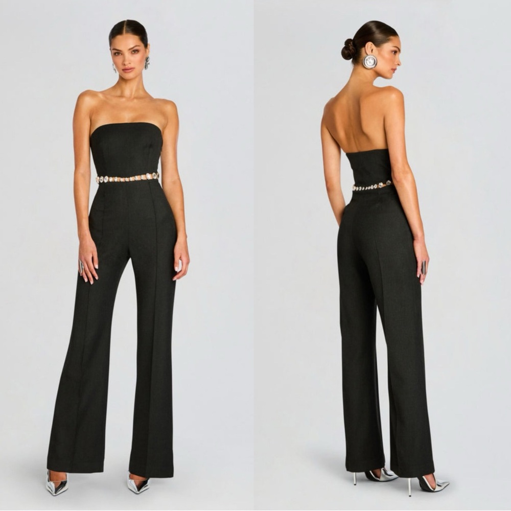 Retrofête Glenda Jumpsuit in Grey/Black Small NWT